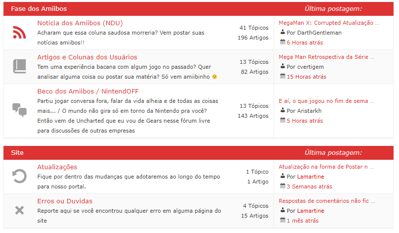 Atualizações no fórum (Notícias dos usuários)