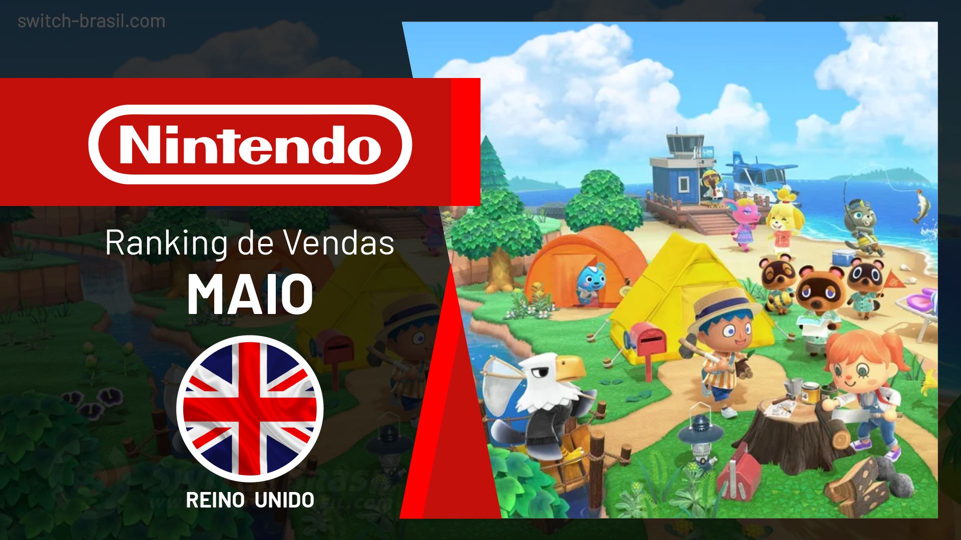Vendas no Reino Unido | Maio, 2021 – Animal Crossing lidera vendas de softwares Nintendo; Switch fica em #3 dentre os hardwares