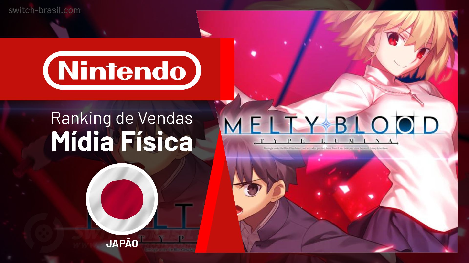 Ranking de Vendas no Japão | Melty Blood tem boa estreia entre os softwares; Switch movimenta mais de 40 mil unidades