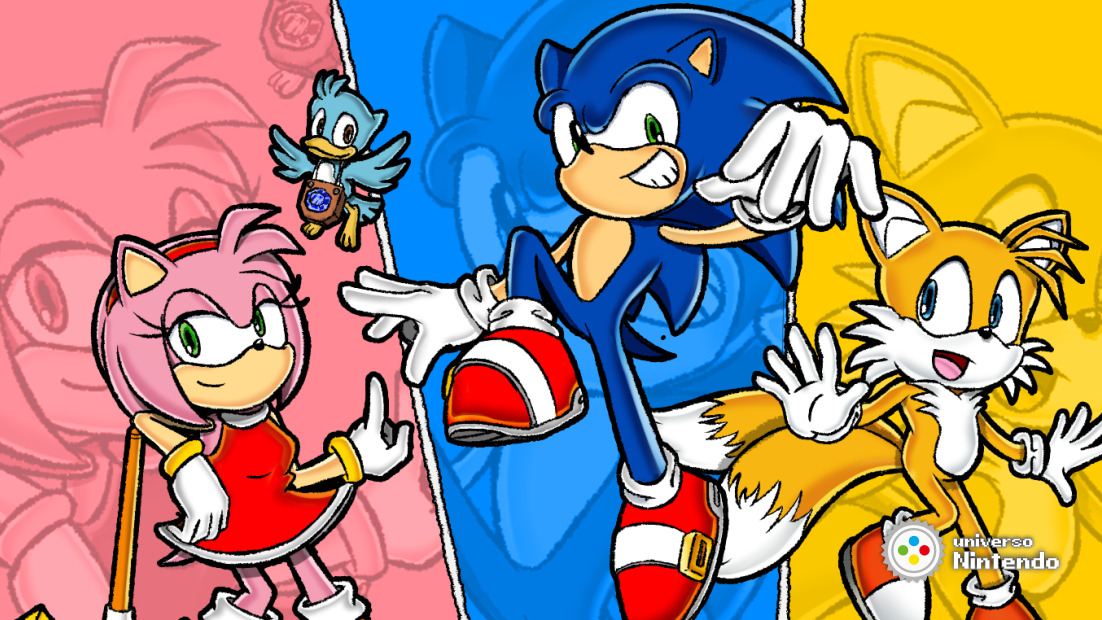 Sonic The Hedgehog Bonecos de 10 cm, Sonic Classic Sonic e Amy