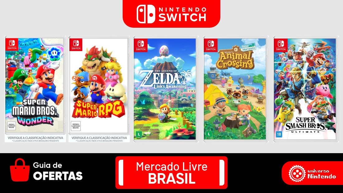Oferta Mercado Livre  Cupom MercadoKids é disponibilizado com 5% de  desconto em jogos físicos da Nintendo