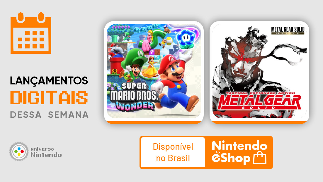Lançamentos digitais da semana  eShop Brasil – Super Mario Bros. Wonder,  Metal Gear Solid e mais (19/Out)