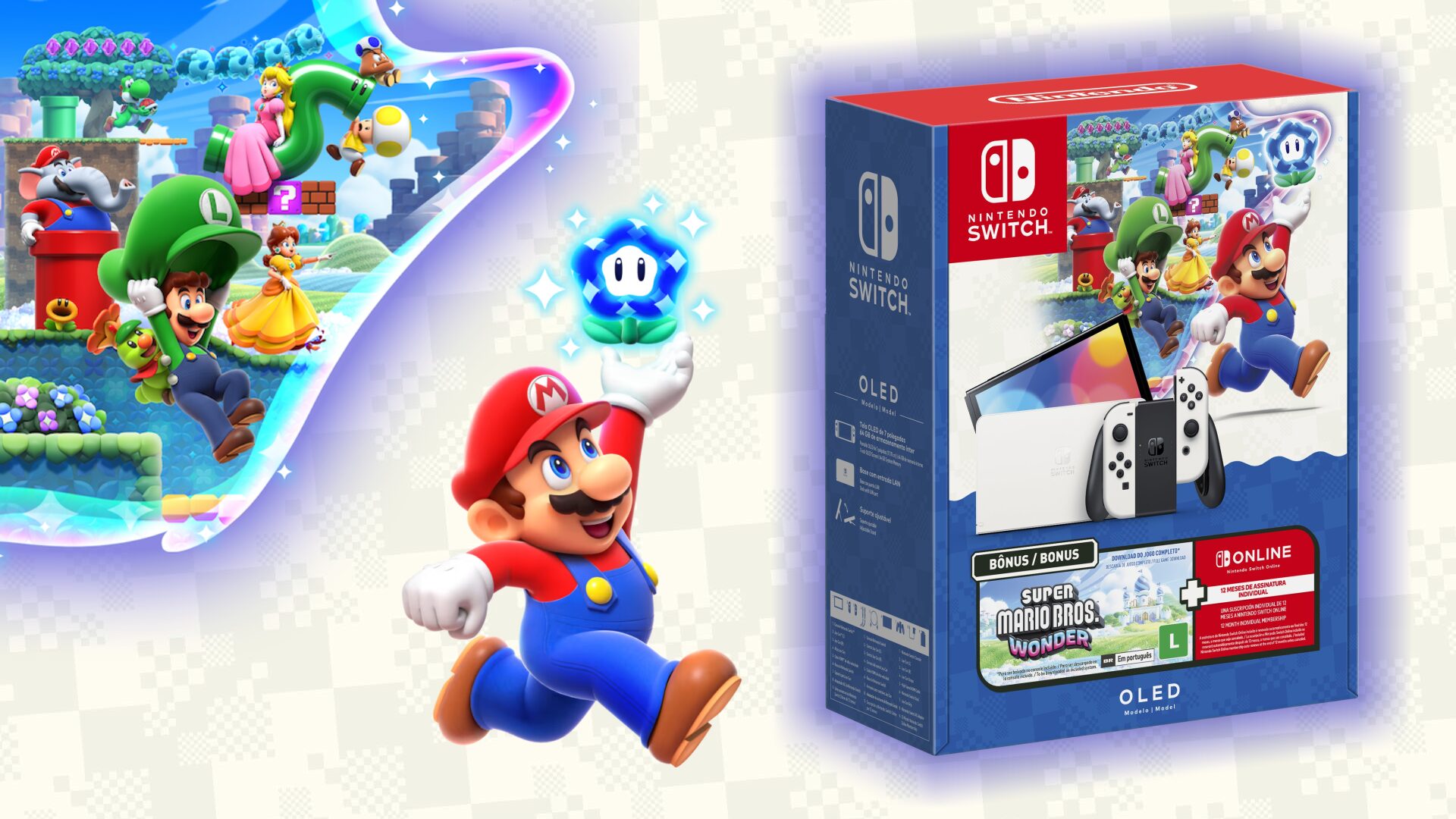 Nintendo Switch OLED Branco + Super Mario Bros. Wonder