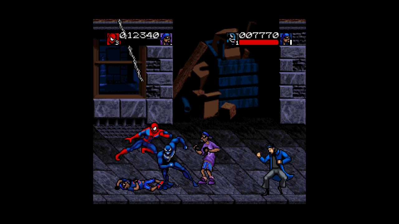 Cena de jogo do Spider-Man e Venom