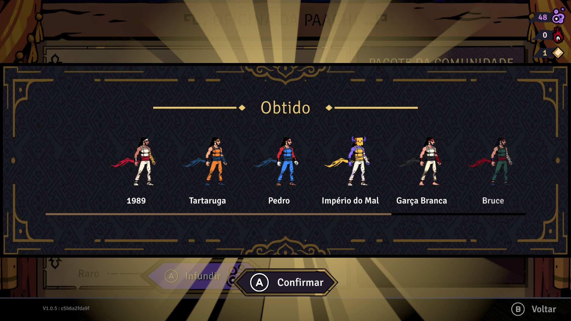 Cena de desbloqueio de roupas