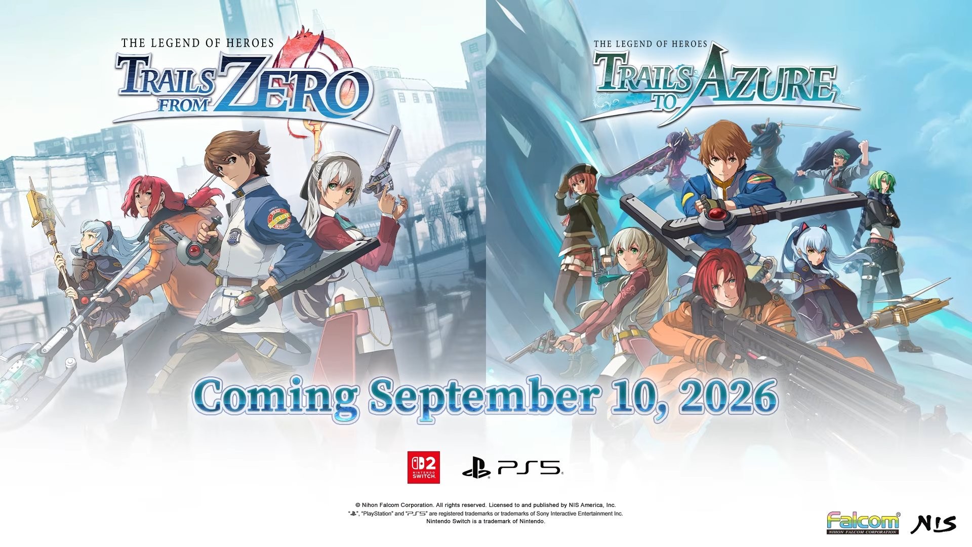 Imagem destacada de The Legend of Heroes: Trails from Zero e Trails to Azure tem lançamento agendado para setembro no Switch 2