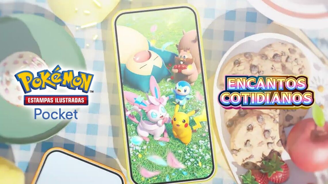 Imagem destacada de Pokémon Estampas Ilustradas Pocket – Expansão Encantos Cotidianos é anunciada para a próxima semana