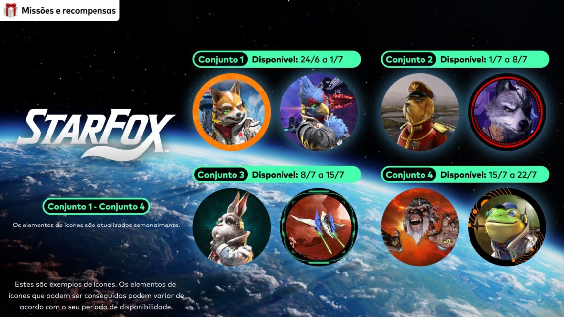 Imagem destacada de Missões & Recompensas – Elementos de ícone baseados em Star Fox são disponibilizados