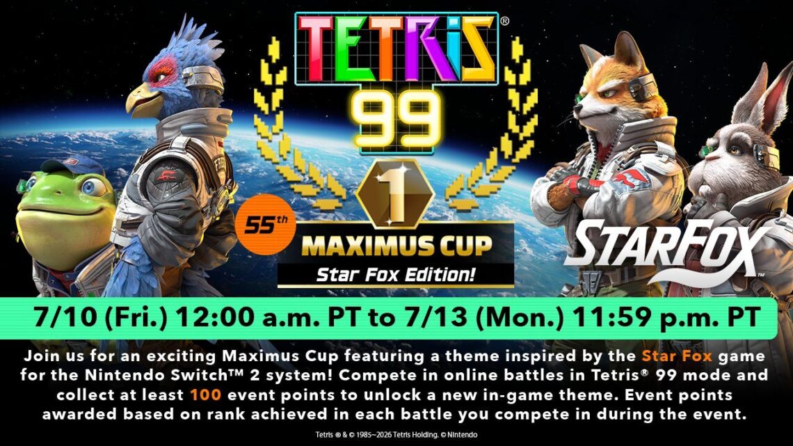 Imagem destacada de Tetris 99 – 55ª MAXIMUS CUP é anunciada com tema inspirado em Star Fox