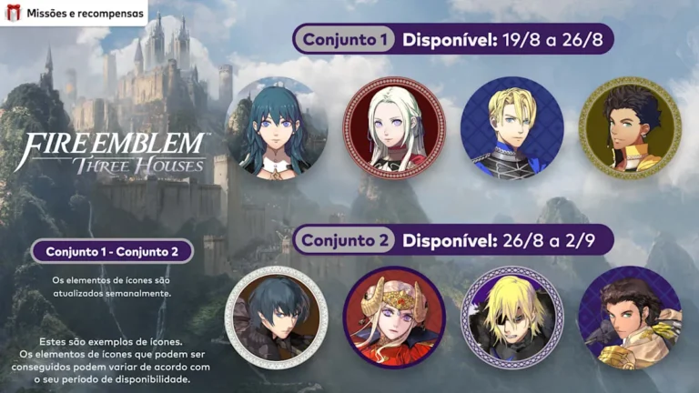 Imagem destacada de Missões & Recompensas – Elementos de ícone baseados em Fire Emblem: Three Houses são disponibilizados